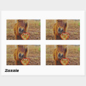 Sticker Rectangulaire Valentine Heart Miniature Brown Horse (Feuille)