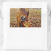 Sticker Rectangulaire Valentine Heart Miniature Brown Horse (Sac)