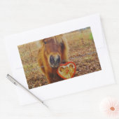 Sticker Rectangulaire Valentine Heart Miniature Brown Horse (Enveloppe)