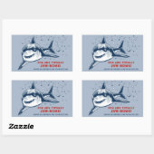 Sticker Rectangulaire Valentine pour des enfants de requins à mâchoires (Feuille)