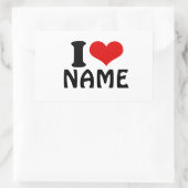 Sticker Rectangulaire Valentines personnalisables Jour J'aime Coeur Pers (Sac)