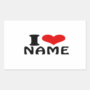 Sticker Rectangulaire Valentines personnalisables Jour J'aime Coeur Pers