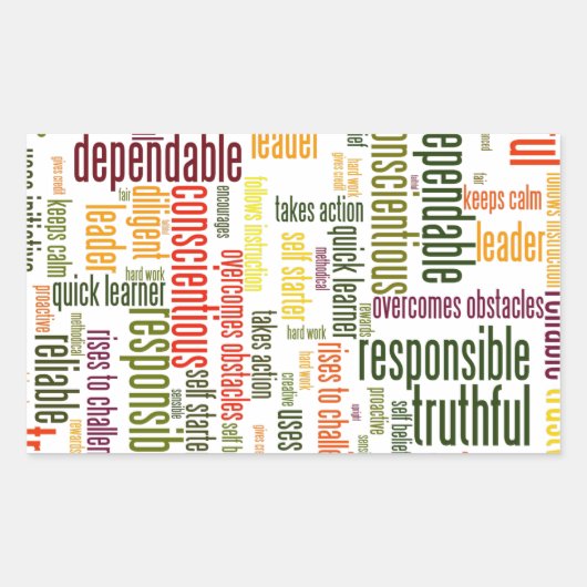 Sticker Rectangulaire Valeurs de motivation de positif des mots #4 (Devant)