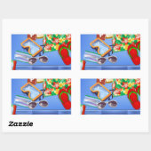 Sticker Rectangulaire Valise et articles de vacances (Feuille)