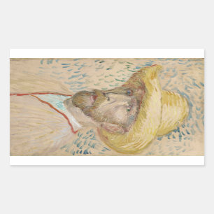 Sticker Rectangulaire Van Gogh Autoportrait avec casquette en paille