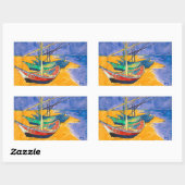 Sticker Rectangulaire Van Gogh Bateaux Plage impressionniste (Feuille)