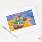 Sticker Rectangulaire Van Gogh Bateaux Plage impressionniste (Enveloppe)