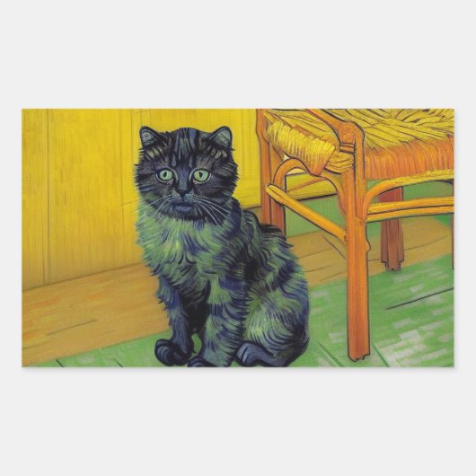 Sticker Rectangulaire Van Gogh Black Cat (Devant)