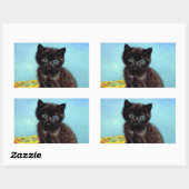 Sticker Rectangulaire Van Gogh Black Kitten avec fils (Feuille)