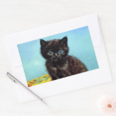 Sticker Rectangulaire Van Gogh Black Kitten avec fils (Enveloppe)