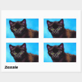 Sticker Rectangulaire Van Gogh Chat et fleurs (Feuille)