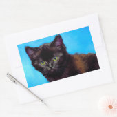 Sticker Rectangulaire Van Gogh Chat et fleurs (Enveloppe)