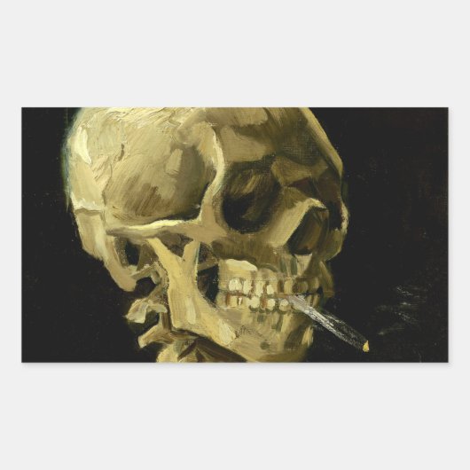 Sticker Rectangulaire Van Gogh Fumer du squelette (Devant)