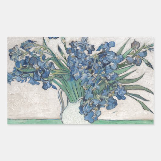 Sticker Rectangulaire Van Gogh Iris Vase Peinture Impressionnisme (Devant)