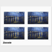 Sticker Rectangulaire Van Gogh Nuit étoilée sur Rhône (Feuille)