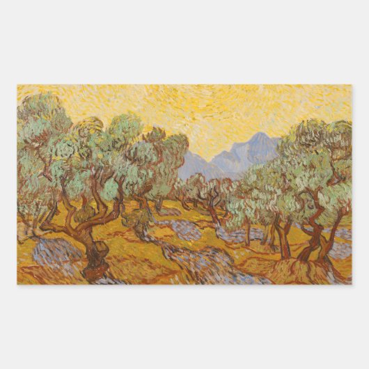 Sticker Rectangulaire Van Gogh Olive Trees Soleil Jaune Ciel (Devant)