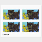Sticker Rectangulaire Van Gogh Style Chat avec tournesol (Feuille)