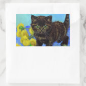 Sticker Rectangulaire Van Gogh Style Chat avec tournesol (Sac)