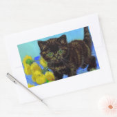 Sticker Rectangulaire Van Gogh Style Chat avec tournesol (Enveloppe)