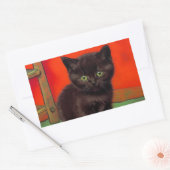 Sticker Rectangulaire Van Gogh Style Chat noir (Enveloppe)
