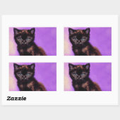 Sticker Rectangulaire Van Gogh Style Chat pourpre (Feuille)