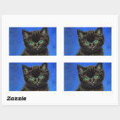 Sticker Rectangulaire Van Gogh Style Kitten noir (Feuille)