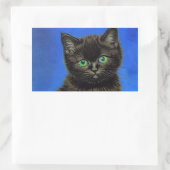 Sticker Rectangulaire Van Gogh Style Kitten noir (Sac)
