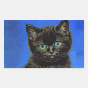 Sticker Rectangulaire Van Gogh Style Kitten noir