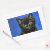 Sticker Rectangulaire Van Gogh Style Kitten noir (Enveloppe)