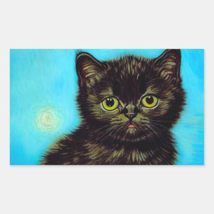 Sticker Rectangulaire Van Gogh Style Pouting Kitten