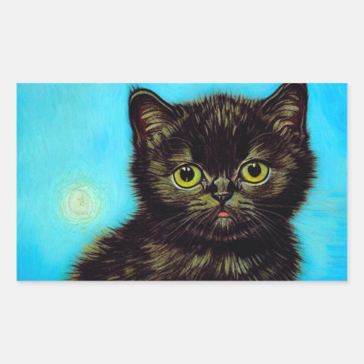 Sticker Rectangulaire Van Gogh Style Pouting Kitten (Devant)