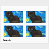 Sticker Rectangulaire Van Gogh Style Starry Night Cat (Feuille)