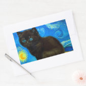 Sticker Rectangulaire Van Gogh Style Starry Night Cat (Enveloppe)