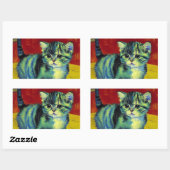 Sticker Rectangulaire Van Gogh Tabby Cat (Feuille)