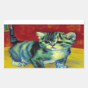 Sticker Rectangulaire Van Gogh Tabby Cat