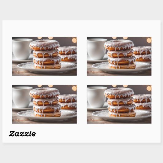 Sticker Rectangulaire Vanilla Glazed Donuts (Feuille)