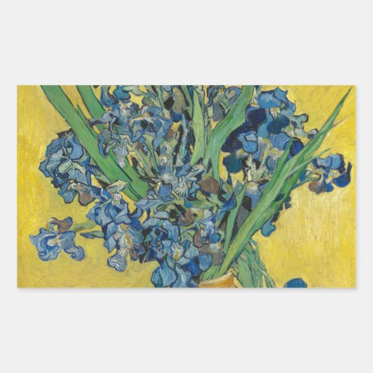 Sticker Rectangulaire Vase Van Gogh avec Iris Classic Impressionnisme (Devant)