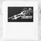 Sticker Rectangulaire Vecteur de trompette avec tourbillons (Sac)