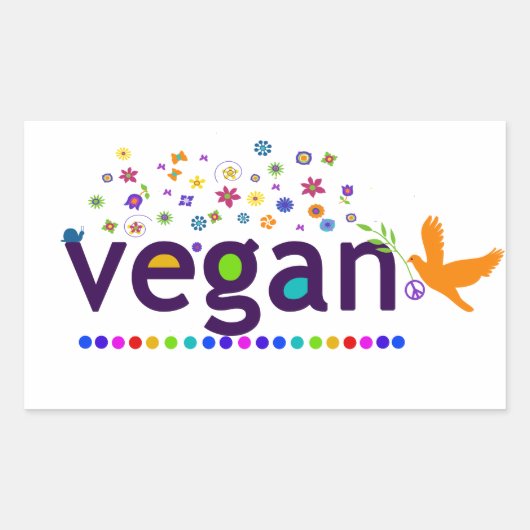 Sticker Rectangulaire Vegan coloré (Devant)