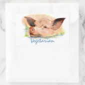 Sticker Rectangulaire Végétal avec porc d'aquarelle mignonne (Sac)
