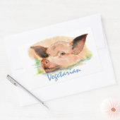 Sticker Rectangulaire Végétal avec porc d'aquarelle mignonne (Enveloppe)