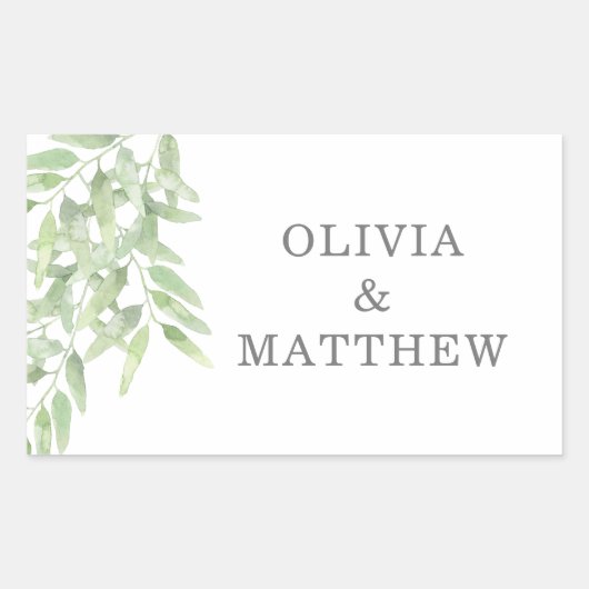 Sticker Rectangulaire Végétation Élégante Branche d'olivier. Mariage bot (Devant)