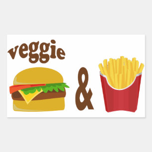 Sticker Rectangulaire Veggie Burger et Fries