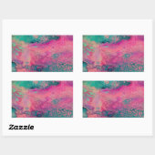 Sticker Rectangulaire “Vélin Éthéré” – Abstrait Bleu Sarcelle Rose (Feuille)