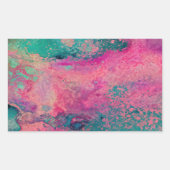Sticker Rectangulaire “Vélin Éthéré” – Abstrait Bleu Sarcelle Rose (Devant)
