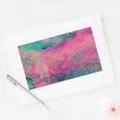 Sticker Rectangulaire “Vélin Éthéré” – Abstrait Bleu Sarcelle Rose (Enveloppe)