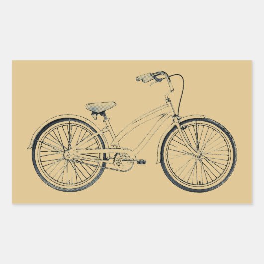 Sticker Rectangulaire vélo de croisière rétro (Devant)