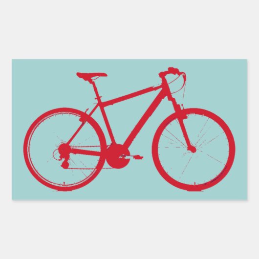 Sticker Rectangulaire vélo rouge, vélo (Devant)