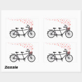 Sticker Rectangulaire vélo tandem avec coeur rouge (Feuille)
