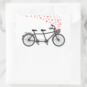 Sticker Rectangulaire vélo tandem avec coeur rouge (Sac)